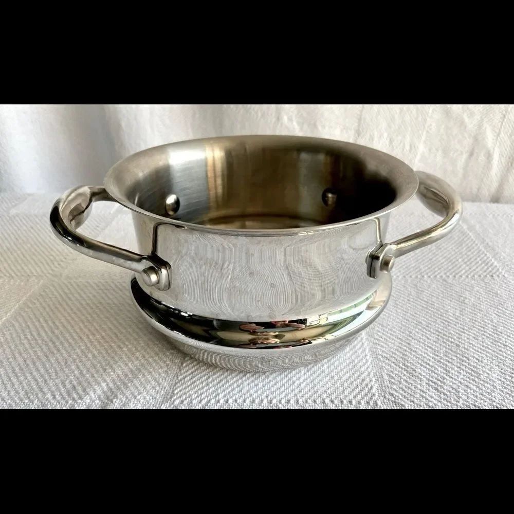 Stainless Steel Steamer Strainer Insert Cookware Double Handle EUC Used On Tv.